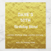 Gepersonaliseerd Modern Goud Wit Verjaardag Wijn L Wijn Etiket (Enkel label)