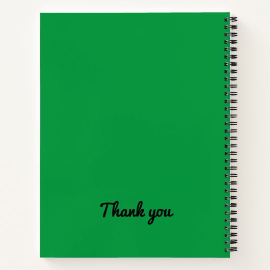 Gepersonaliseerd Modern Green Black en White Notitieboek (Achterkant)