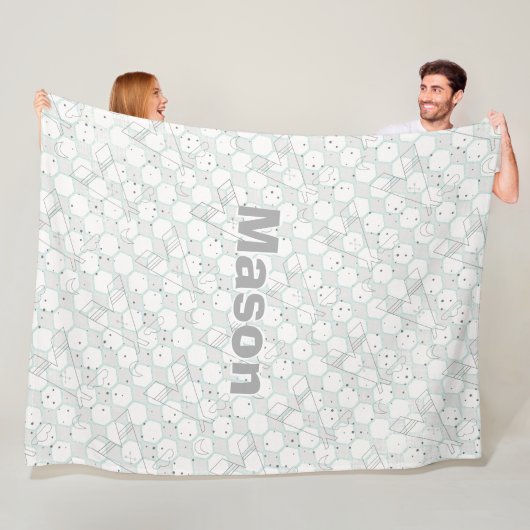 Gepersonaliseerd modern grijs theepatroon fleece deken (In situ)