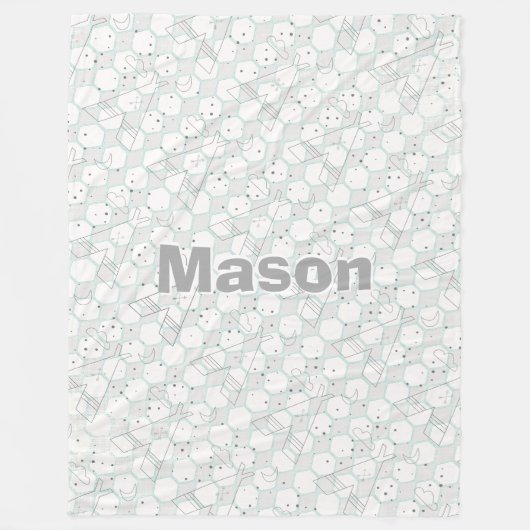 Gepersonaliseerd modern grijs theepatroon fleece deken (Voorkant)