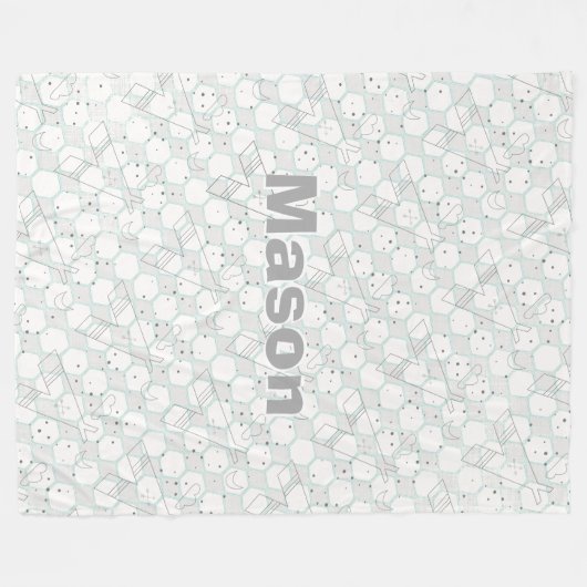 Gepersonaliseerd modern grijs theepatroon fleece deken (Voorkant (Horizontaal))