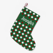 Gepersonaliseerd modern groen rood patroon kleine kerstsok (Voorkant (Hangend))