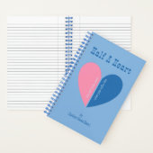 Gepersonaliseerd Modern Half A Heart Blauw Roze Da Notitieboek (Binnen)