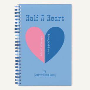 Gepersonaliseerd Modern Half A Heart Blauw Roze Da Notitieboek