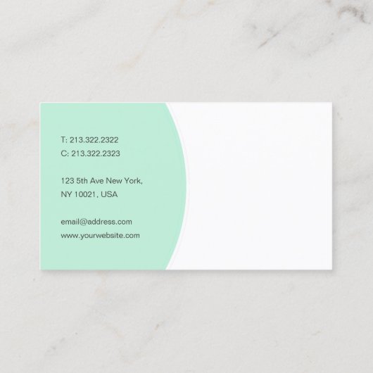 Gepersonaliseerd Modern handgeschreven legant Mint Visitekaartje (Achterkant)