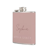 Gepersonaliseerd Modern handgeschreven script roze Heupfles (Links)