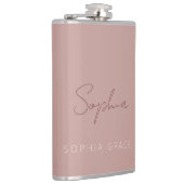 Gepersonaliseerd Modern handgeschreven script roze Heupfles (Rechts)