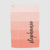 Gepersonaliseerd modern Handtekening Koraal kleure Golfhanddoek (Voorkant)