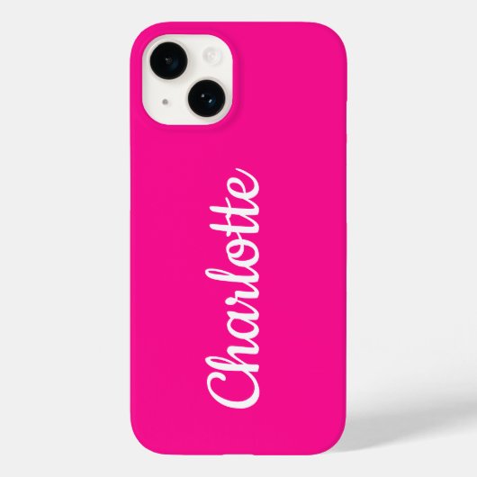 Gepersonaliseerd Modern Hot Roze en Wit Case-Mate iPhone Case (Achterkant)