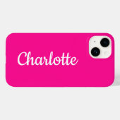 Gepersonaliseerd Modern Hot Roze en Wit Case-Mate iPhone Case (Achterkant (horizontaal))