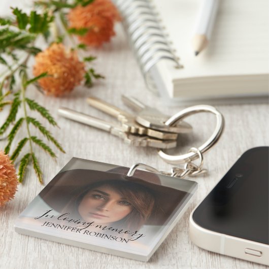 Gepersonaliseerd Modern in Loving Memory | Memoria Sleutelhanger (Voorkant Rechts)