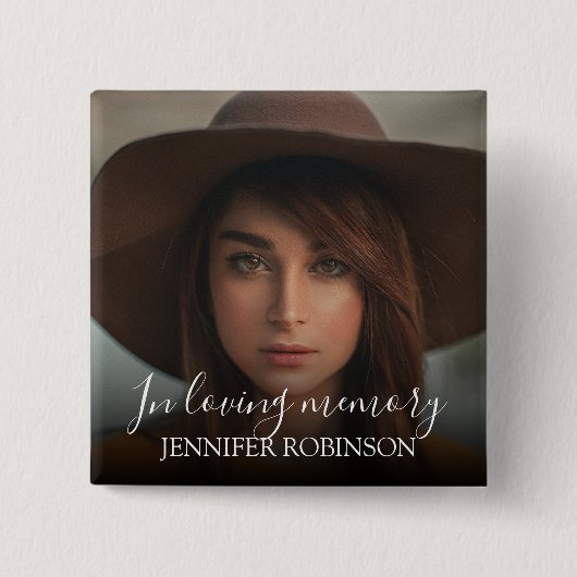 Gepersonaliseerd Modern in Loving Memory | Memoria Vierkante Button 5,1 Cm (Voorkant)