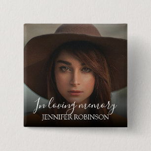 Gepersonaliseerd Modern in Loving Memory Memoria Vierkante Button 5,1 Cm