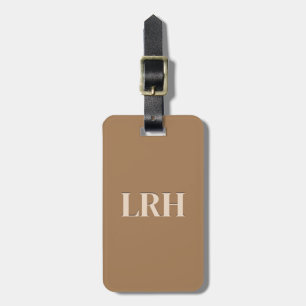 Gepersonaliseerd Modern Initiaal Hedendaags Bruin Bagagelabel