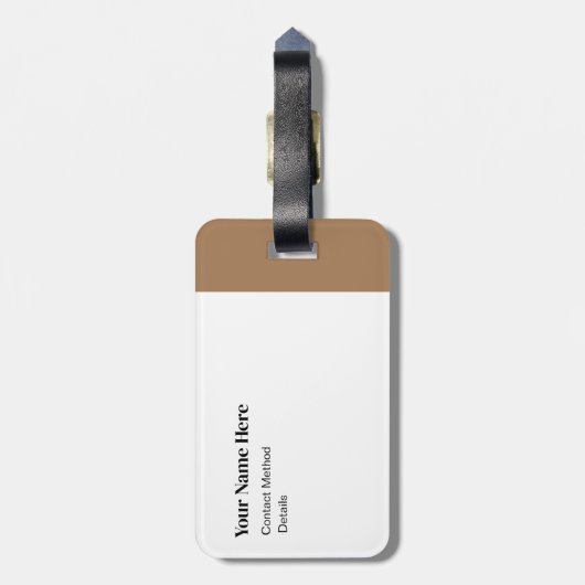 Gepersonaliseerd Modern Initiaal Hedendaags Bruin Bagagelabel (Achterkant verticaal)