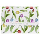 Gepersonaliseerd modern kleurrijk tulpenpatroon groot cadeauzakje (Voorkant)