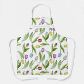 Gepersonaliseerd modern kleurrijk tulpenpatroon schort (Voorkant)