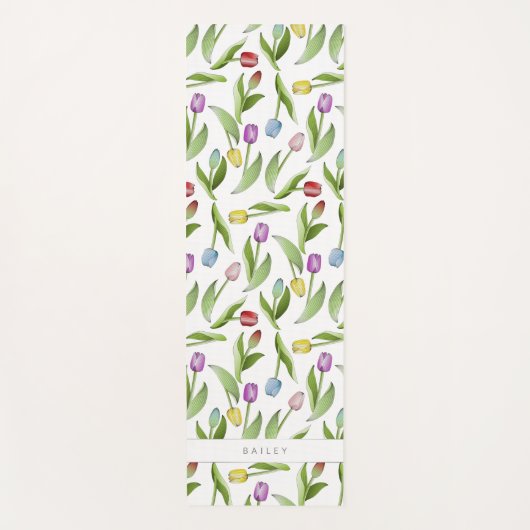 Gepersonaliseerd modern kleurrijk tulpenpatroon yogamat (Voorkant)