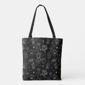 Gepersonaliseerd modern koffiepatroon zwart tote bag (Achterkant)