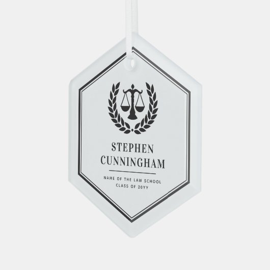 Gepersonaliseerd Modern Law School Afstuderen Glas Ornament (Voorkant links)
