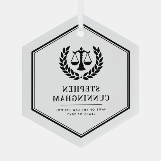 Gepersonaliseerd Modern Law School Afstuderen Glas Ornament (Achterkant)