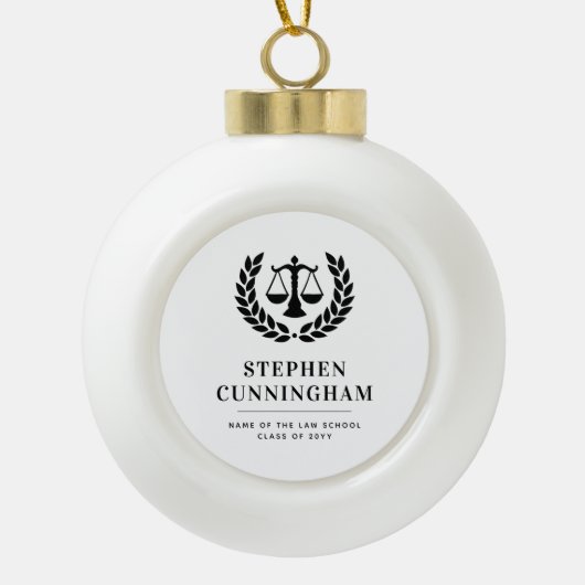 Gepersonaliseerd Modern Law School Afstuderen Keramische Bal Ornament (Voorkant)