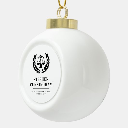 Gepersonaliseerd Modern Law School Afstuderen Keramische Bal Ornament (Rechts)