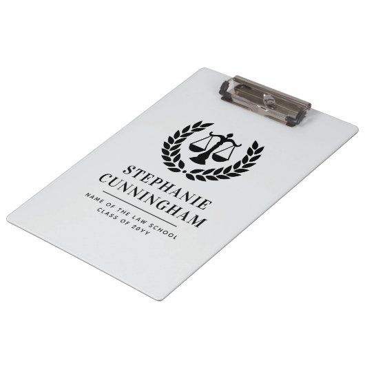 Gepersonaliseerd Modern Law School Afstuderen Klembord (Gekanteld)