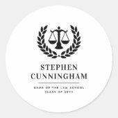 Gepersonaliseerd Modern Law School Afstuderen Ronde Sticker (Voorkant)