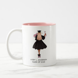 Gepersonaliseerd modern meisje met Waterverf Afstu Tweekleurige Koffiemok