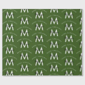 Gepersonaliseerd Modern Merry Christmas Green Mono Cadeaupapier (Vlak)