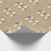 Gepersonaliseerd Modern Merry Christmas Kraft Mono Cadeaupapier (Hoek)