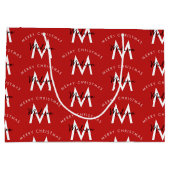 Gepersonaliseerd Modern Merry Christmas Red Monogr Groot Cadeauzakje (Achterkant)