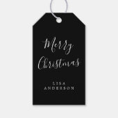 Gepersonaliseerd Modern Merry Christmas Zwart Wit Cadeaulabel (Voorkant)