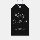 Gepersonaliseerd Modern Merry Christmas Zwart Wit Cadeaulabel (Achterkant)
