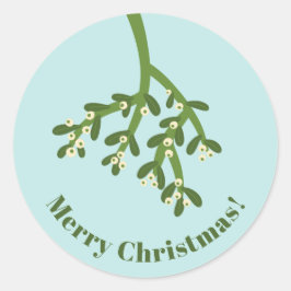 Gepersonaliseerd Modern Mistletoe Kerstmis Ronde Sticker