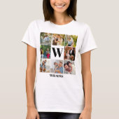 Gepersonaliseerd modern monogram fotocollage t-shirt (Voorkant)