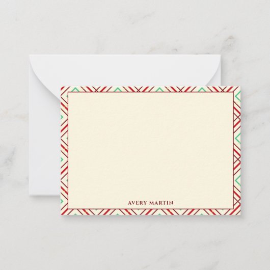 Gepersonaliseerd Modern Monogram Gingham Patroon R Notitiekaartje (Voorkant)