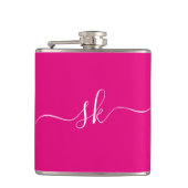 Gepersonaliseerd Modern Monogram roze Bachelorette Heupfles (Voorkant)