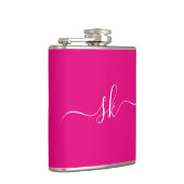 Gepersonaliseerd Modern Monogram roze Bachelorette Heupfles (Rechts)
