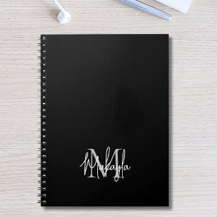 Gepersonaliseerd Modern Monogram Zwart Notitieboek