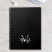 Gepersonaliseerd Modern Monogram Zwart Notitieboek