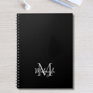 Gepersonaliseerd Modern Monogram Zwart Notitieboek