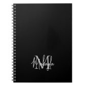 Gepersonaliseerd Modern Monogram Zwart Notitieboek (Voorkant)