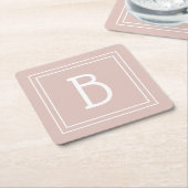 Gepersonaliseerd Modern Monogrammed Pink & White I Kartonnen Onderzetters (Schuin)