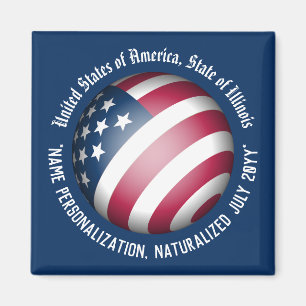 Gepersonaliseerd Modern Patriotic USA Flag Wereldb Magneet