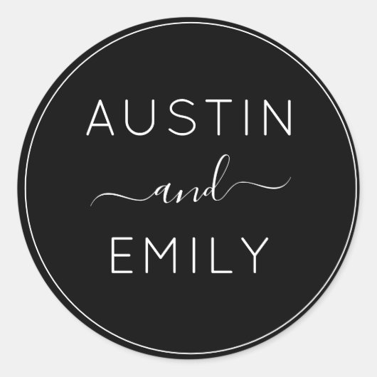 Gepersonaliseerd Modern Pink and White Wedding Ronde Sticker (Voorkant)