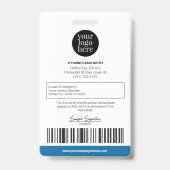 Gepersonaliseerd Modern Professioneel ID Blauw Badge (Achterkant)