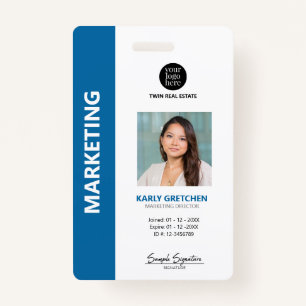 Gepersonaliseerd Modern Professioneel ID Blauw Badge