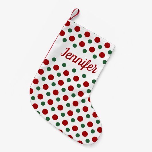 Gepersonaliseerd modern rood groen patroon kleine kerstsok (Voorkant (Hangend))